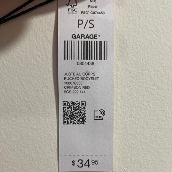 Brand New Crimson Red Garage Ruched Bodysuit - NWT! - Picture 5 of 5